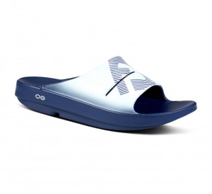 Oofos Fj X Ooahh Spor Slippers Heren Wit Donkerblauw | Nederland-15467CYOE