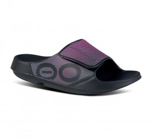 Oofos Ooahh Sport Flex Slippers Heren Zwart Paars | Nederland-18945WGYN