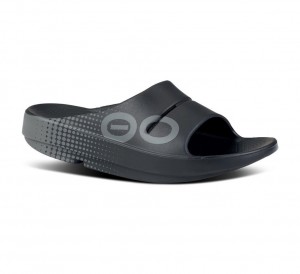 Oofos Ooahh Sport Slippers Dames Zwart Donkergrijs | Nederland-17049WDKJ