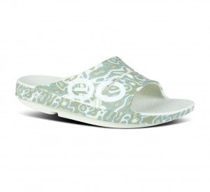 Oofos Ooahh Sport Slippers Heren Groen Wit | Nederland-53840CGIE