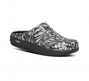 Oofos Oocloog Limited Edition Klompen Dames Zwart Wit | Nederland-61902NAXW