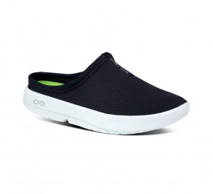 Oofos Oocoozie Sport Mule Pantoffels Heren Zwart Wit | Nederland-87104MPVC