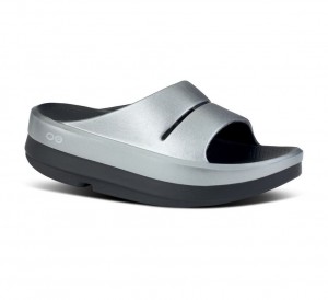Oofos Oomega Ooahh Stacked Slippers Dames Zilver | Nederland-32851YNVA
