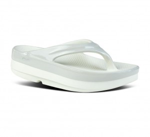 Oofos Oomega Oolala Stacked Slippers Dames Wit Grijs | Nederland-81094TLSR